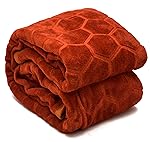 BENAVJI Mink Floral Embossed Super Soft AC Bed Velvet for Winter Blanket (Double, Rust)