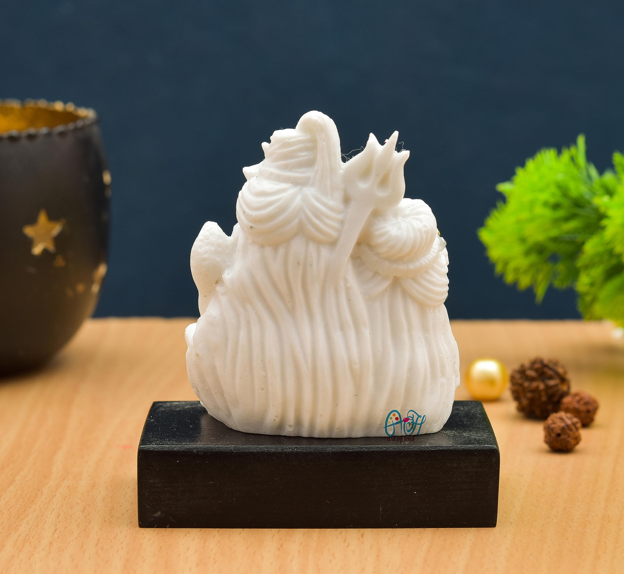 Archna Handicraft Polyresin White Shiv Parivar with Stand for Car Dashboard Home Decor Gifting Diwali Birthday Festivals 3.5 x 3 Inches(120 gm), Religious - Image 3 thumbnail