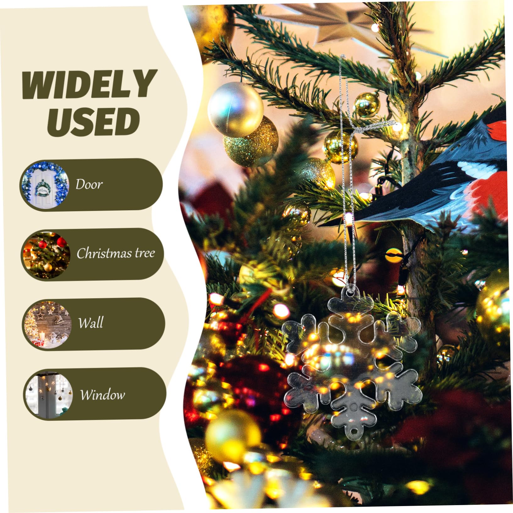Alipis 500 Pièces Flocon De Neige Transparent Pendentifs d'arbre De Noël Décor De Flocon De Neige Suspendu De Noël Ornements Clairs De De e Ornement d'arbre De Acrylique