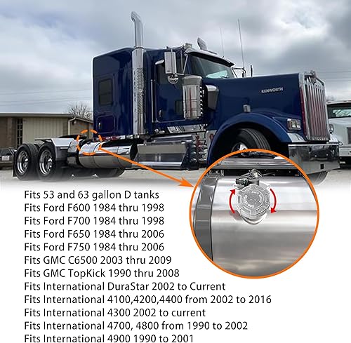 Miniatura 4 de Tapa de combustible diésel de aluminio sin bloqueo de 2 14 pulgadas 11.5 TPI compatible con Ford F600 F650 F700 F750 GMC C6500 TopKick International