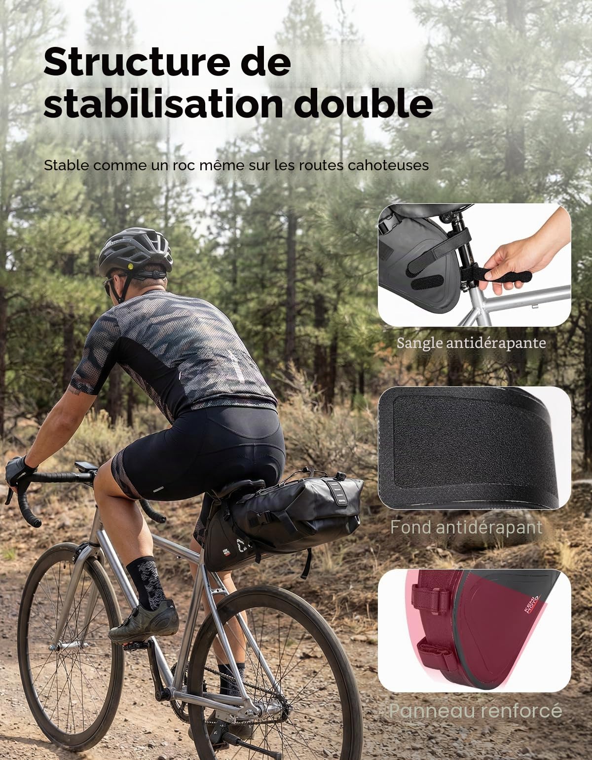 KEMIMOTO Sacoche de Selle Vélo Etanche, 15L Sac de Selle Velo avec Réfléchissant, Sacoche de Arrière pour Vélo Route de VTT BMX MTB