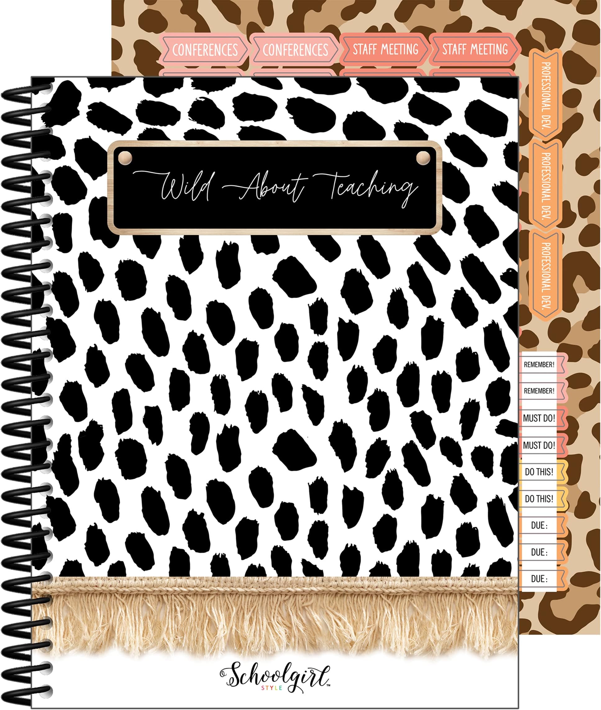 Simply Safari Teacher Planner, 8" x 11" Undated Teacher Planner With Planner Stickers, Leopard Print Teacher Lesson Planner for Classroom Organization and Animal Print Classroom Décor