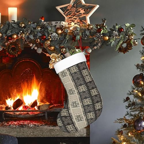 Miniatura 6 de Calcetines de Navidad, patrón africano con símbolos Adinkra, medias de Navidad grandes, medias colgantes de Navidad para chimenea, medias para