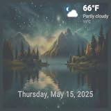 Suivez votre journée grâce à une élégante horloge en temps réel et à l'affichage de la météo locale.