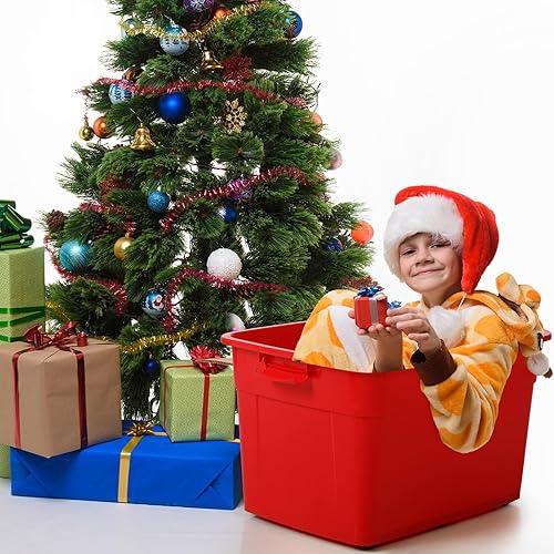 Miniatura 4 de Paquete de 8 contenedores de almacenamiento de plástico con tapa, gigantes de 24 galones (96 cuartos de galón) con tapas de cierre en base verde y