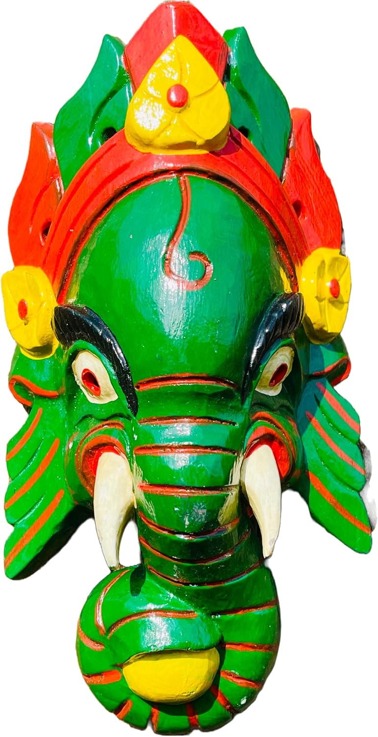 Himalayan Craft Ganesh Single Wooden Antique Wall Sculpture God of Luck/Success Shape of Elephant Head for Decorative Wall Hanging, Son of Lord Shiva Wall Sculpture Hand Carved In Nepal