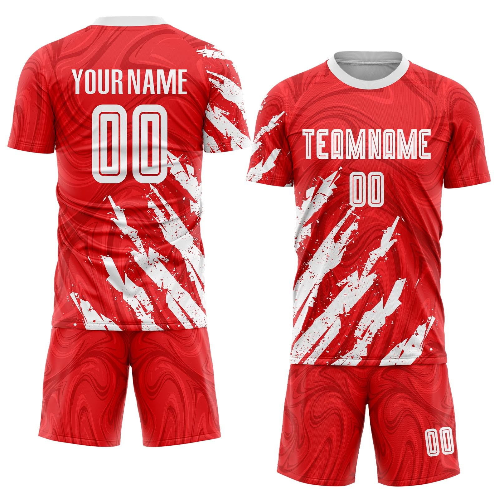 Generic Custom Soccer Jersey Printed Name Number Logo, Red White Athletic Shirts for Men Women Youth Soccer Shirt Sports Fan Jerseys