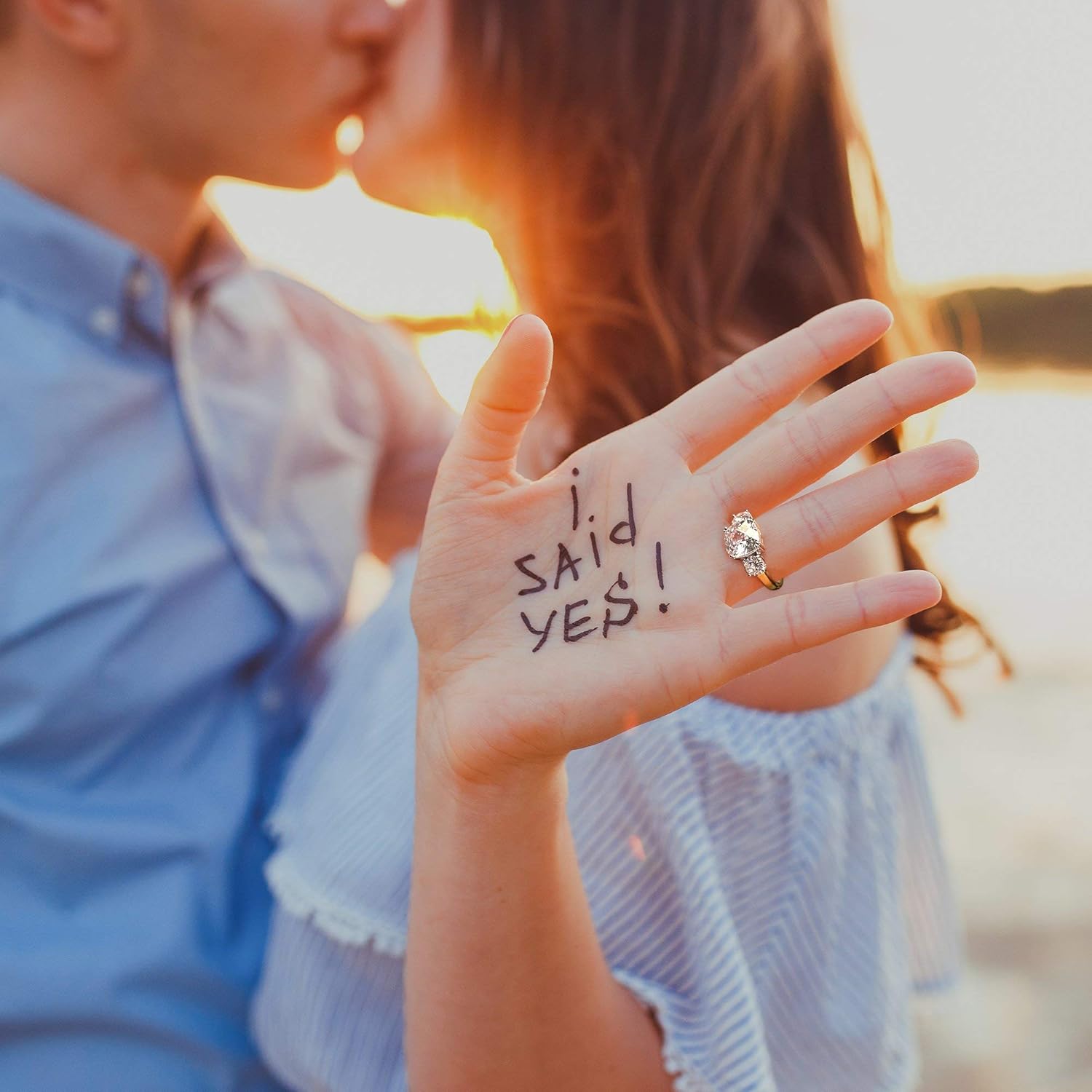 IVY & BAUBLE 3 Stone Cushion Cut Simulated Diamond Engagement Rings for Women in 18K Yellow Gold Plating, Size 5-10