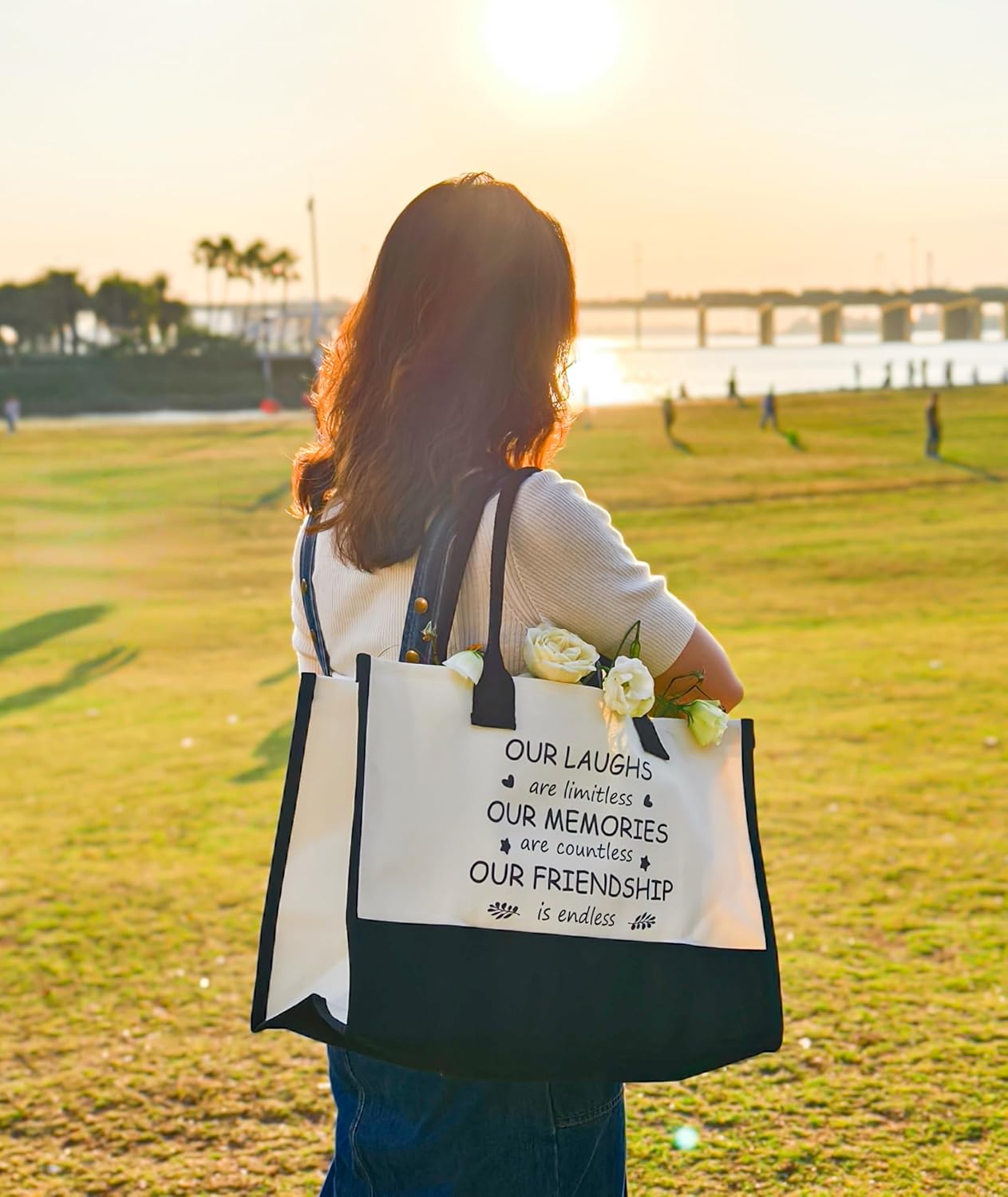 Friendship Gifts for Women Best Friend - Our Laughs are Limitless, Our Memories are Countless, Our Friendship women tote bag - Image 3