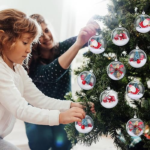 Miniatura 3 de Macarrie 150 bolas de adorno transparentes rellenables de Navidad de 2.36 pulgadas, de plástico transparente, para manualidades, adornos colgantes