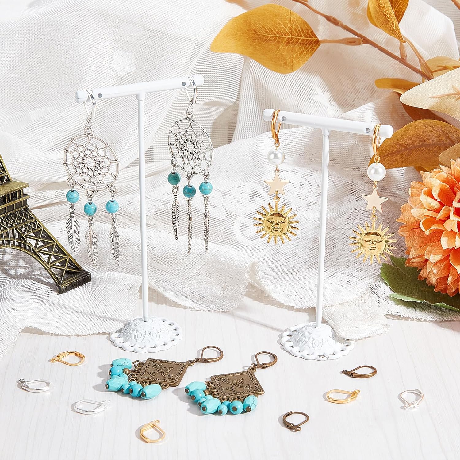 SUNNYCLUE 1 Box 180Pcs Leverback Earring Hooks Bulk French Earring Hook Lever Back Ear Wires with Open Loop Hypoallergenic Brass Leverbacks Hoop Earwires DIY Earrings Findings for Jewelry Making Kit - Image 4