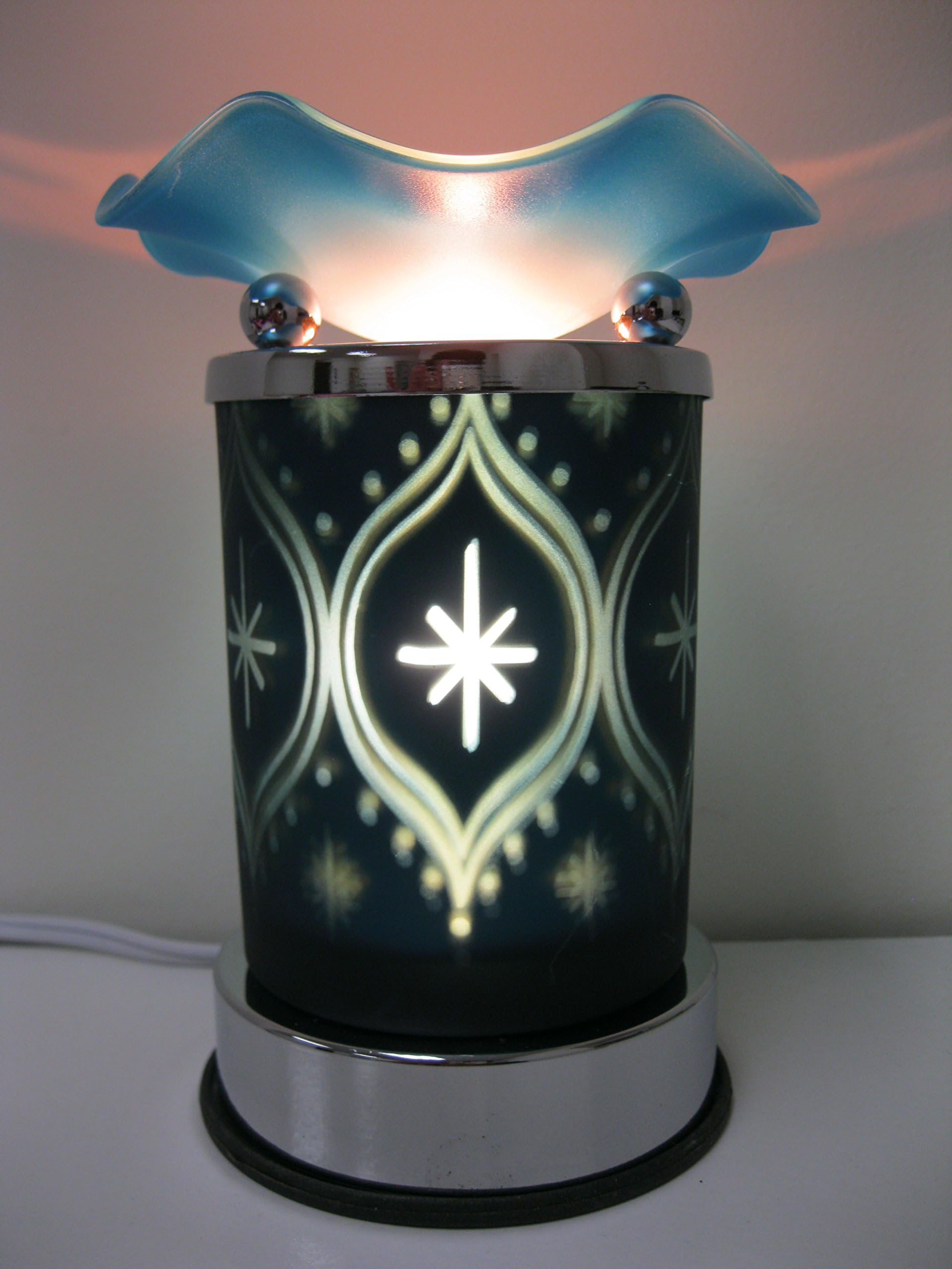 Christmas Blue Sapphire Pattern Glass Design Decorative Glass Electric Touch Sensitive Table Top Fragrance Lamp Aromatherapy Oil Warmer/burner Night Light #Mt067blue