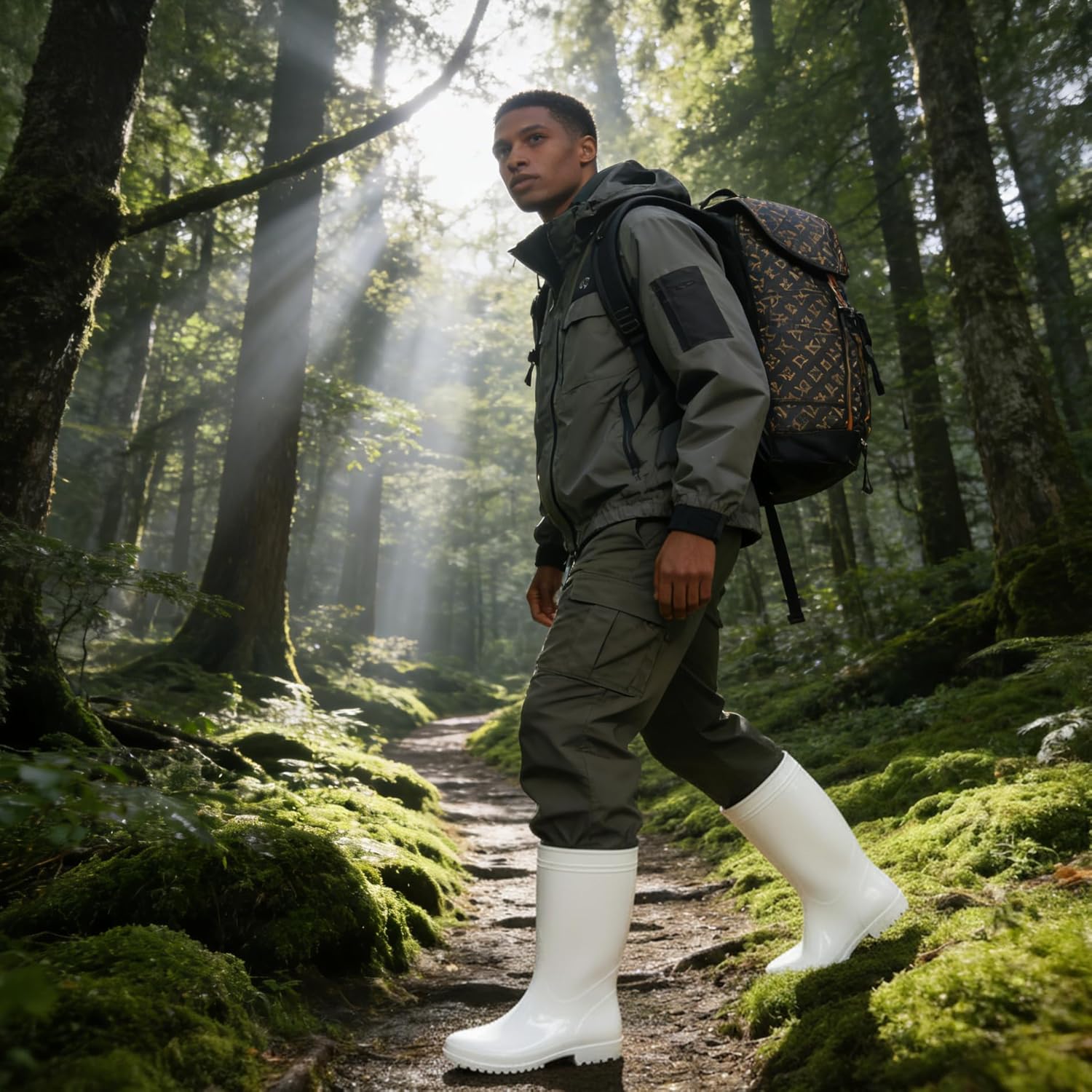 Comwarm Men's Mid-calf Rain Boots Waterproof Anti-Slip Black PVC Adult Outdoor Work Rubber Boots - Image 3