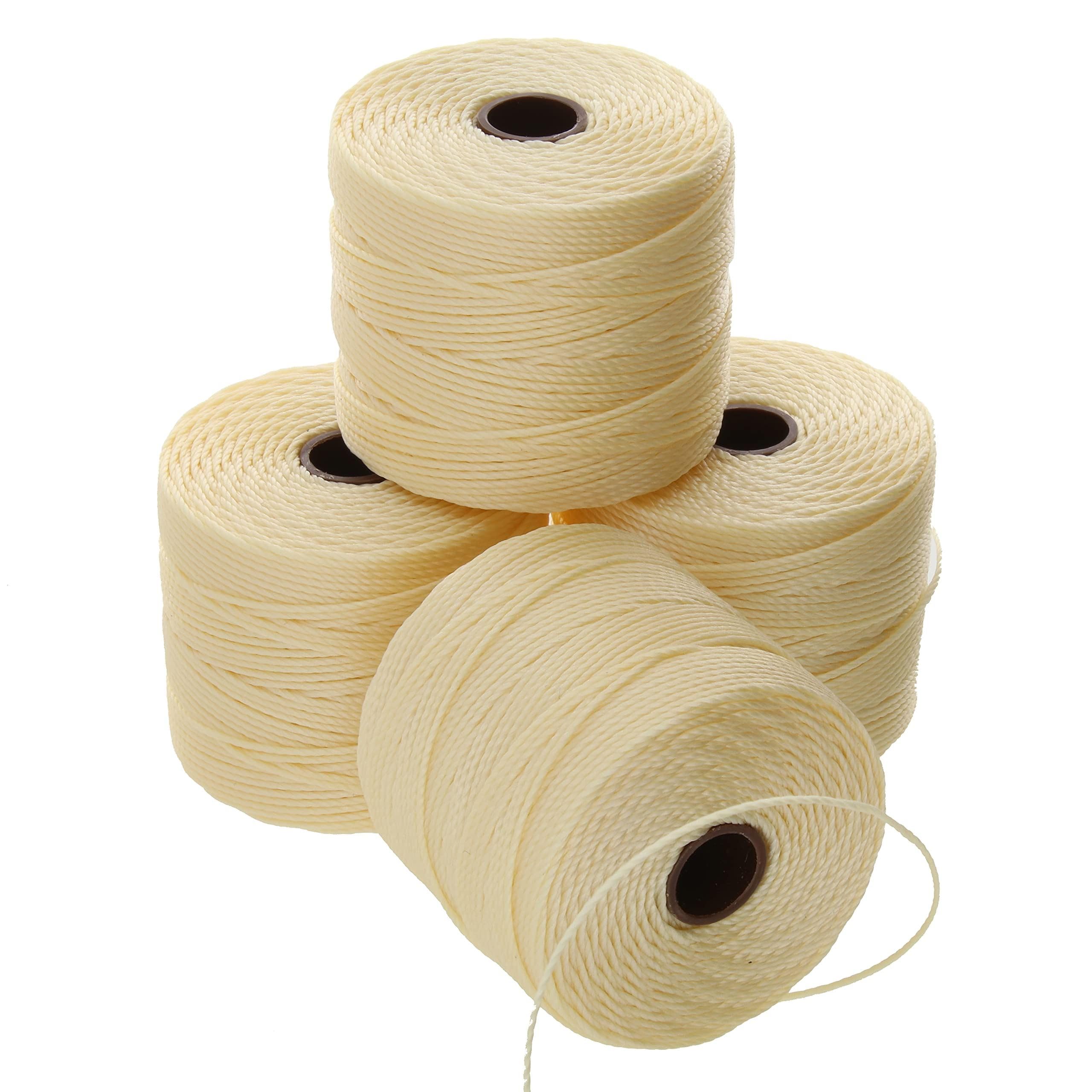 The Beadsmith S-Lon Cordon #18 - Couleur jaune pâle - Tube de 4 bobines - 70 m - Idéal pour enfiler des perles, du crochet et des bijoux en micro-macramé, compatible avec Kumihimo Projects