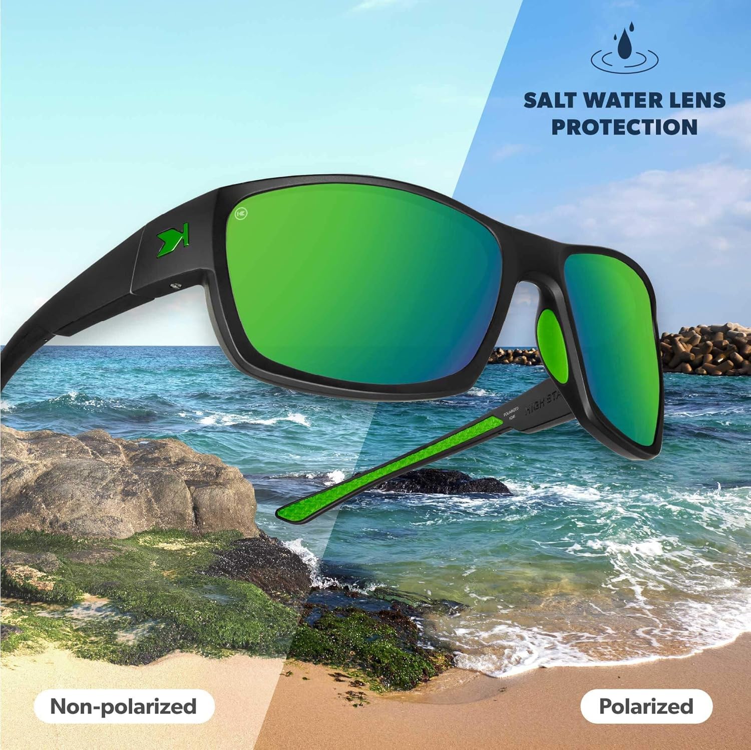 Knockaround High Stakes Sport Polarized Wraparound Sunglasses for Men & Women - UV400 Protection - Fishing, Running, Baseball