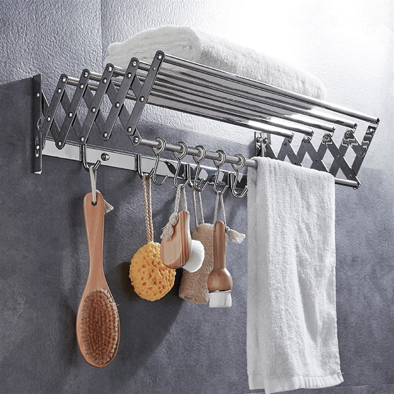 Ausziehbarer, Klappbarer Wäscheständer Zur Wandmontage, Wäscheständer, Handtuchhalter, Badezimmer-Wäscheständer, Platzsparend, Elegant, Einfarbig, 80 cm