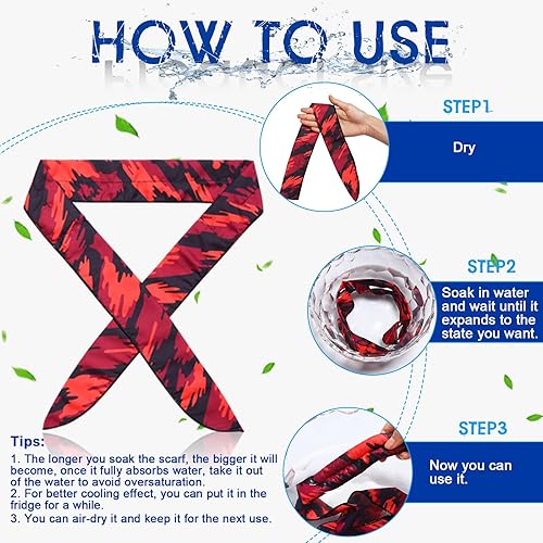 Miniatura 5 de Tarpop Envolturas refrescantes para el cuello, bandana refrescante, enfriadores de cuello para verano, bufanda enfriadora de hielo, diadema para