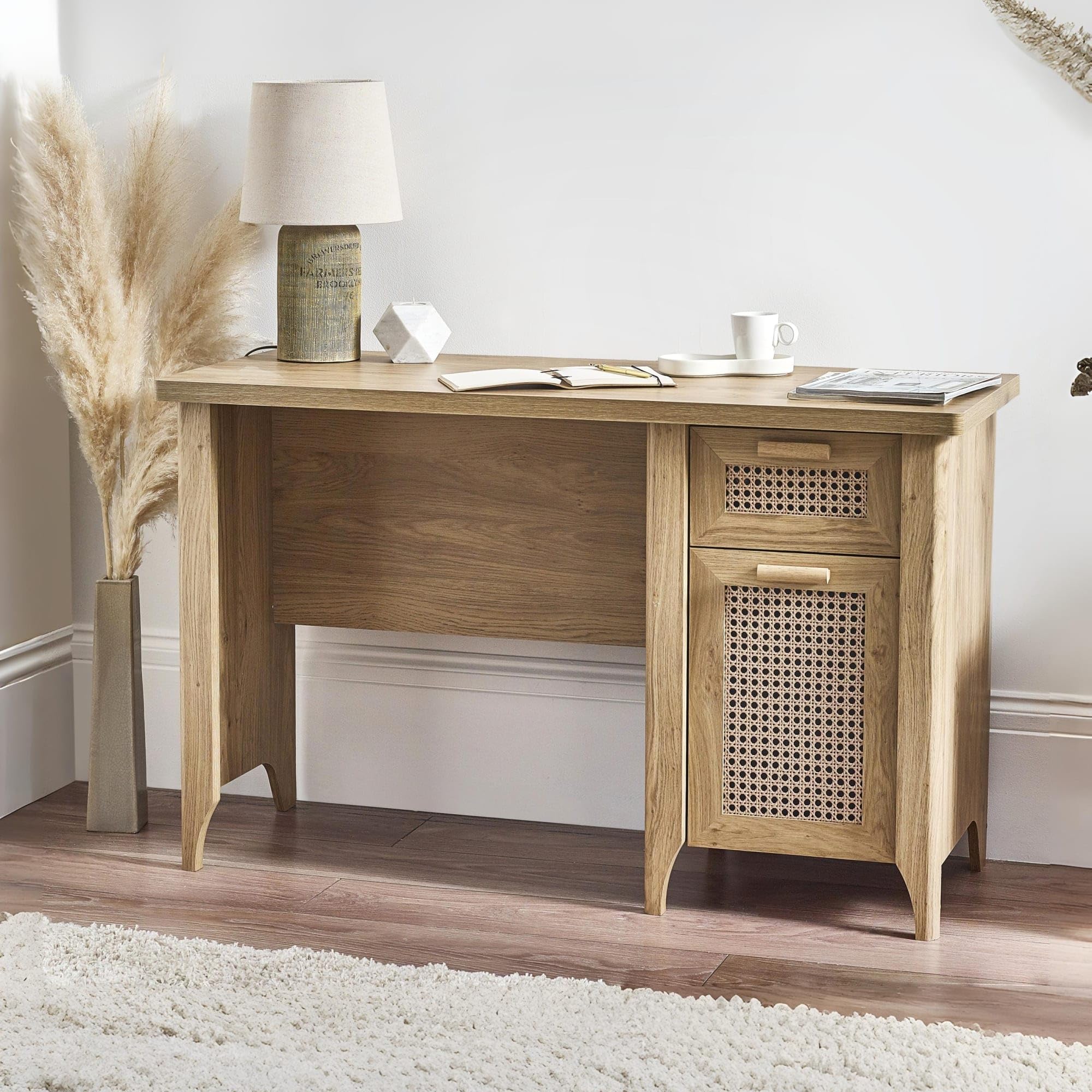 Julian Bowen Sydney Desk - Faux Rattan Effect