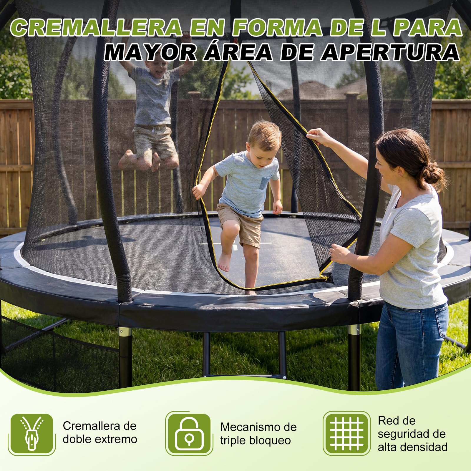 Devoko Trampolín Exterior Calabaza Ø 228-427 cm GS Red Seguridad Escalera 150 kg