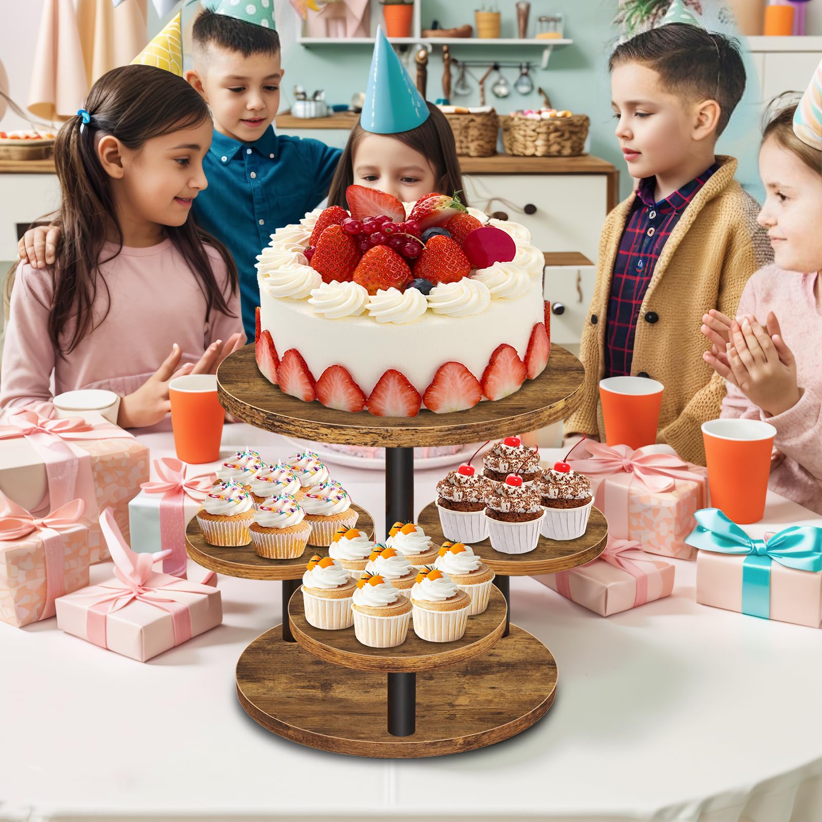 CECOLIC 2-laags transparante taartstandaard acryl cupcake displayhouder dessert gebaktoren voor bruiloften, verjaardagen, jubilea, babyborrels, decoratie voor middagtheekransjes (25,5 cm