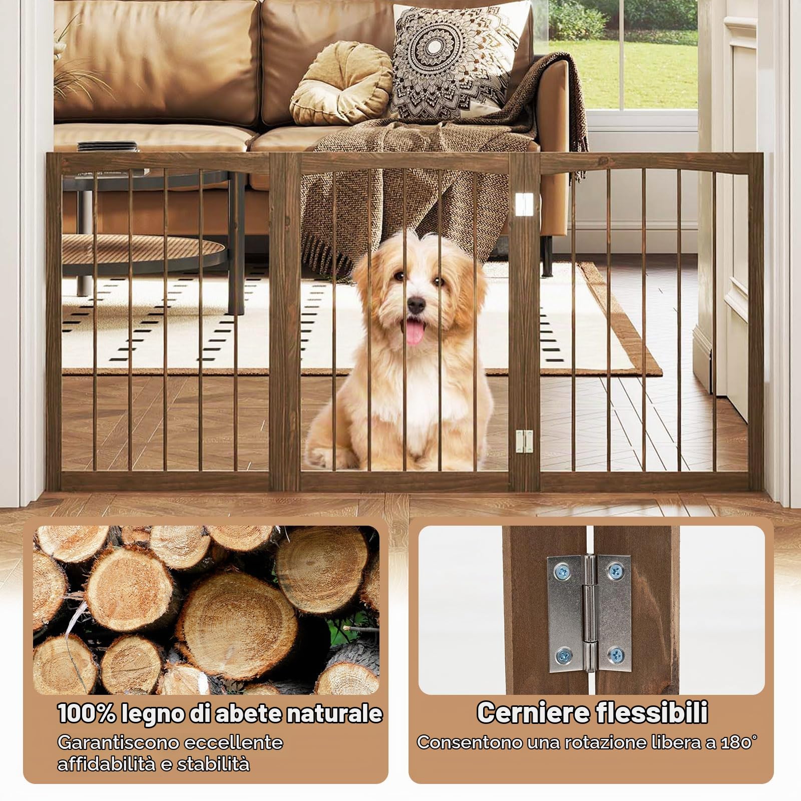 SOARS Cancelletto per Cani Pieghevoli 159 x 76 cm (Marrone)