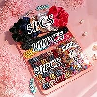 Vista 2 de Juego de accesorios para el cabello - Coleteros, lazos elásticos sin delinear, cintas, sujetadores de cola de caballo, bandas de goma para niñas