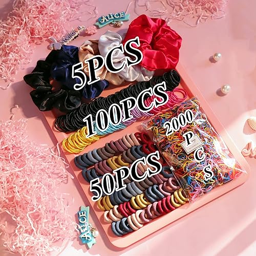 Miniatura 2 de Juego de accesorios para el cabello - Coleteros, lazos elásticos sin delinear, cintas, sujetadores de cola de caballo, bandas de goma para niñas,