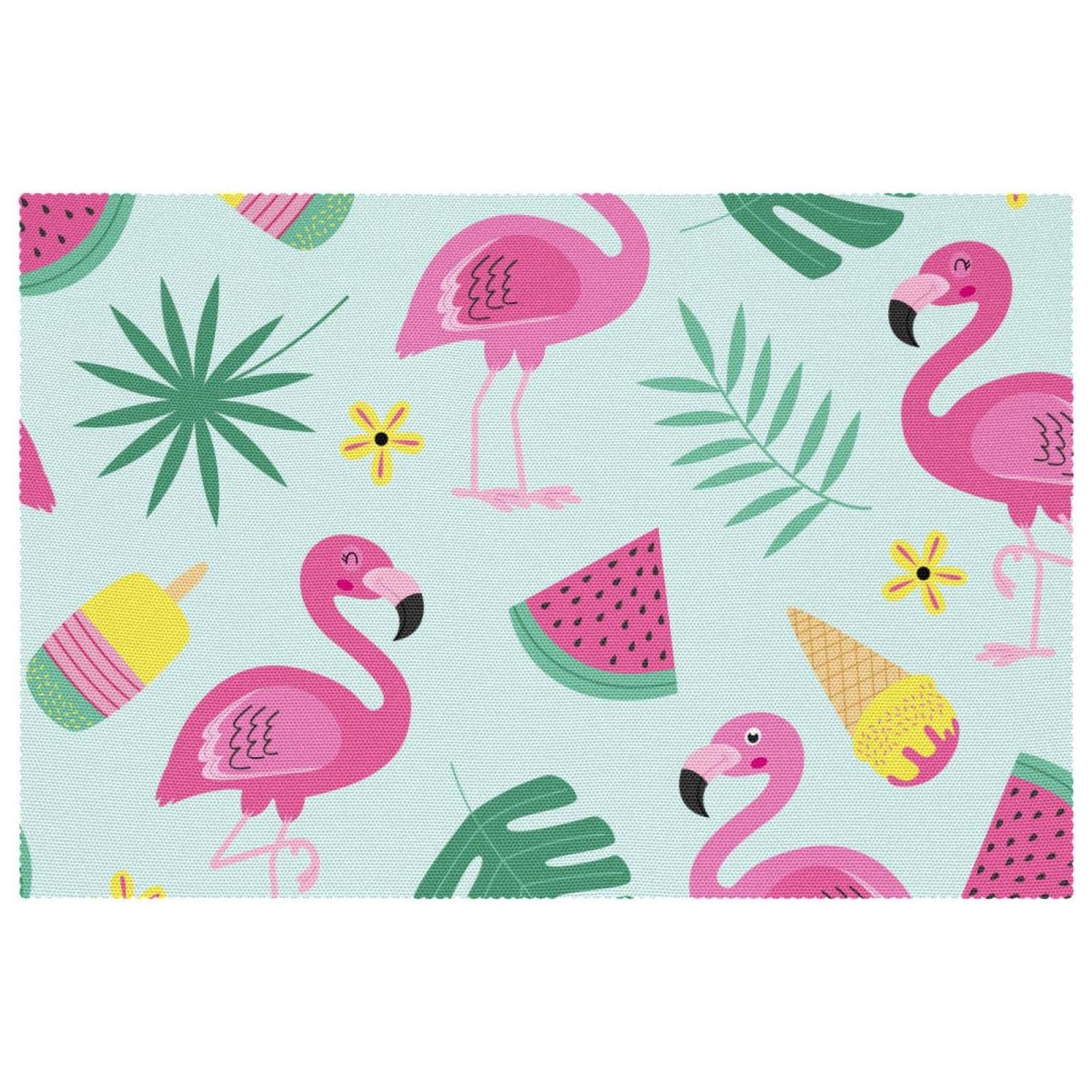 Set de table flamant rose vert d'été antidérapant et résistant à la chaleur