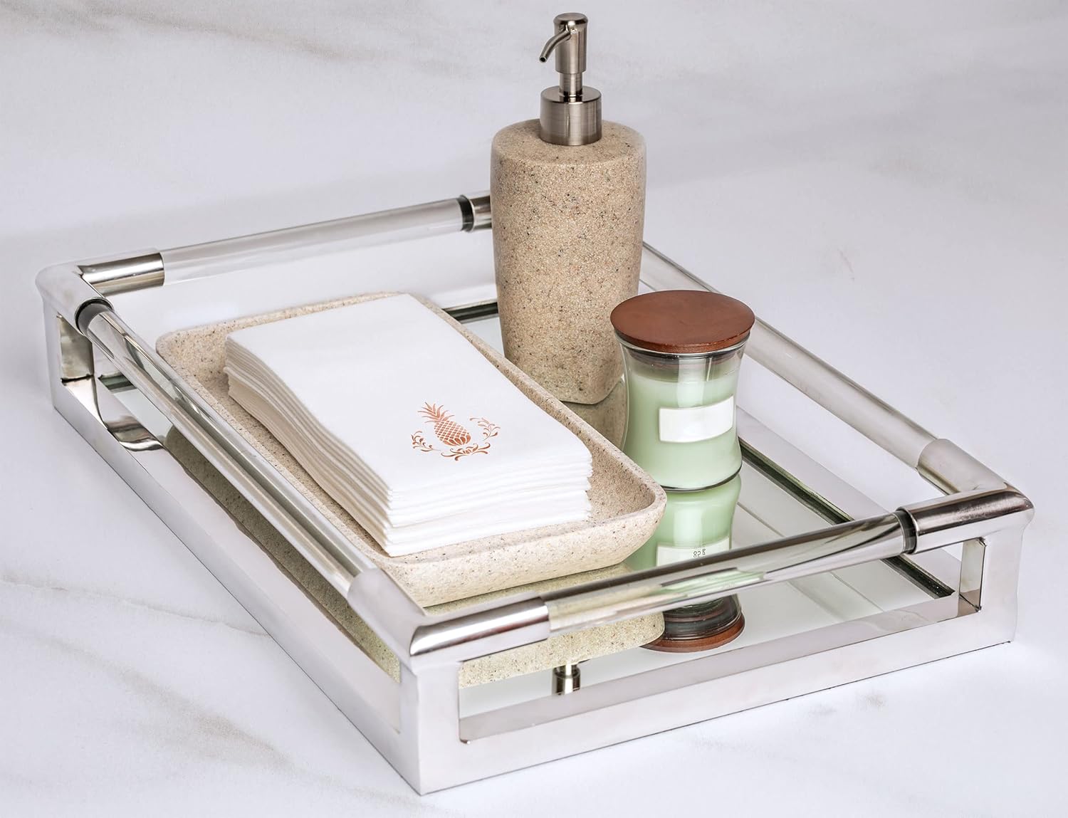 Pineapple Rose Gold Foil Stamped Airlaid Paper Dinner Napkins, 1/6 Fold 12"x17" Disposable Guest Hand Towels - Absorbent, Linen-Like, Weddings, Receptions, Parties, Bathroom (Rose Gold, 100 Count)