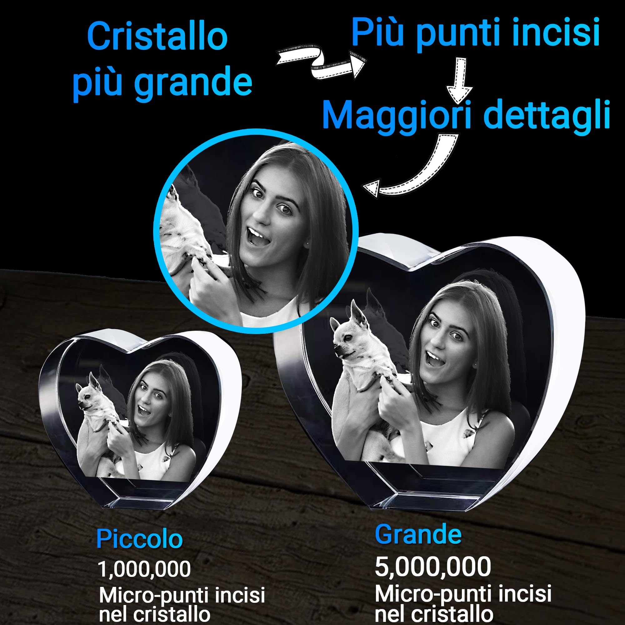 Cornice Foto 3D Personalizzata, Foto in Cristallo con Incisione Laser, Regalo Personalizzato per Anniversario per Donna Uomo Fidanzato Fidanzata, Regali di Compleanno per Lui e Lei