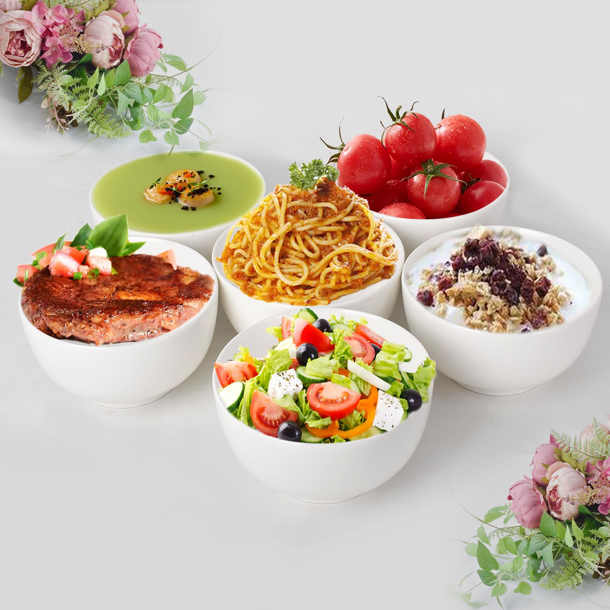 ALLUSEIT Granen kommen 26oz/800ml, Bone Porseleinen Soepkom Set van 6, Witte Keramische Kom Set voor Keuken, Veelzijdige Kom voor Dessert Snack Rijst etc Vaatwasser & Magnetron Veilig, 6 inch ALLUSEIT Granen kommen 26oz/800ml, Bone Porseleinen Soepkom Set van 6, Witte Keramische Kom Set voor Keuken, Veelzijdige Kom voor Dessert Snack Rijst etc Vaatwasser & Magnetron Veilig, 6 inch