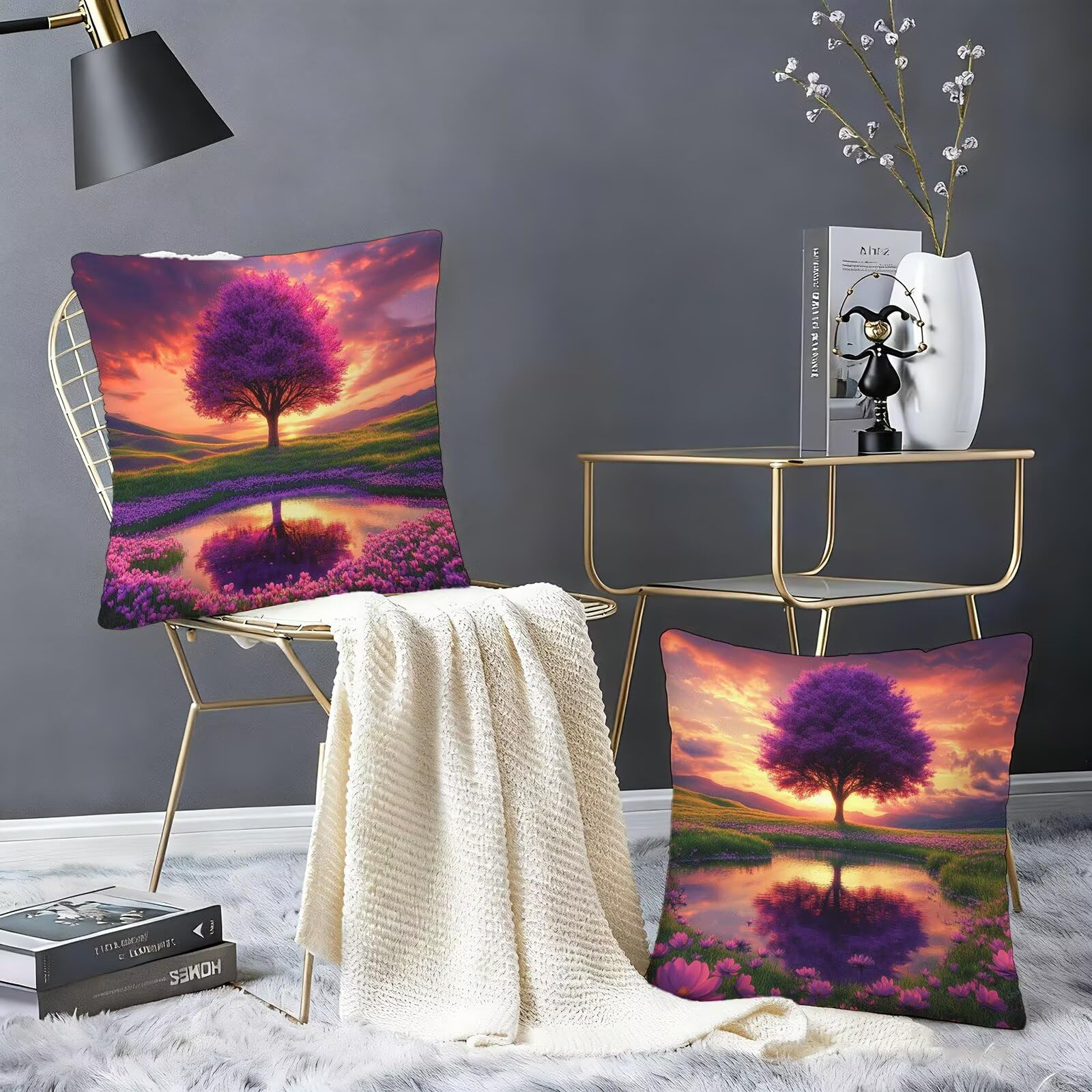 Drzewo Poszewki na poduszki Sofa 80 x 80 Zestaw 2 szt., Wodoodporna poszewka na poduszkę Poszewka na poduszkę Pościel Niewidoczny zamek błyskawiczny, Miękkie wygodne oddychające poszewki na poduszki