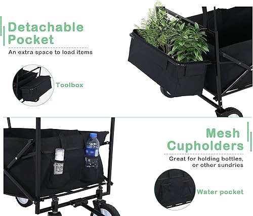 Miniatura 3 de Wagon - Carrito de playa de gran capacidad con toldo extraíble y bolsa refrigeradora vagón para compras camping carros carrito plegable resistente