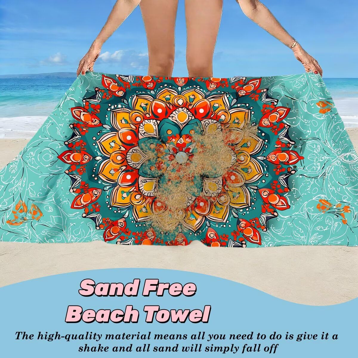 Toalla Playa 100x200 cm, Toalla Gimnasio Microfibra Secado Rapido, Juego de 2 Antiarena Toallas de Playa, Ligera Compacta Toallas Microfibra Grande para Viaje, Regalo Hombre Mujer (Mandala) -5081