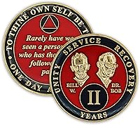 Vista 7 de Moneda de sobriedad de 2 años Chip AA Triplate de Fundadores Ficha de aniversario de celebración de recuperación Regalo de alcohólicos Azul