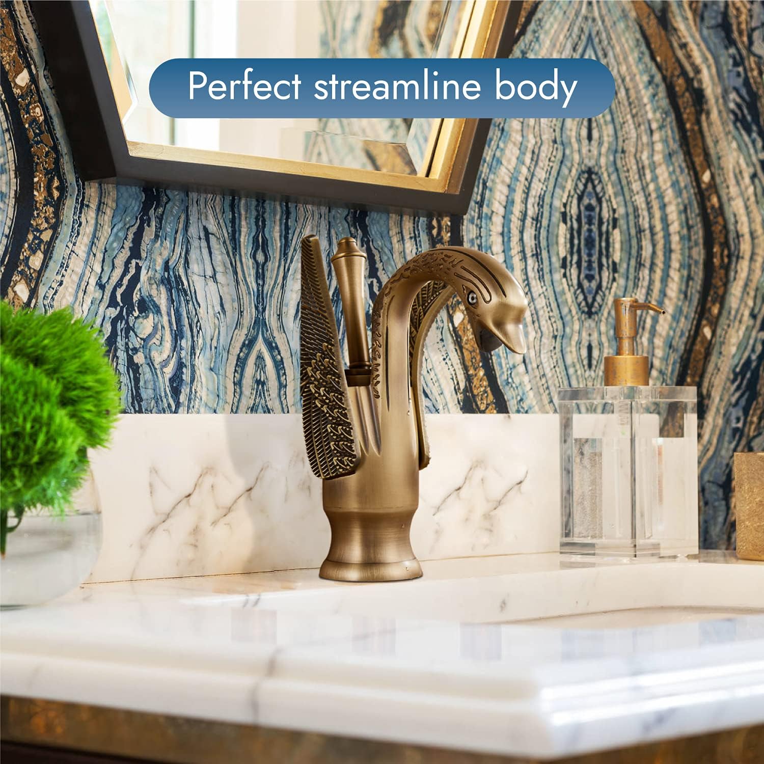 Oil Rubbed Bronze Swan Shaped Single Handle Bathroom Faucet