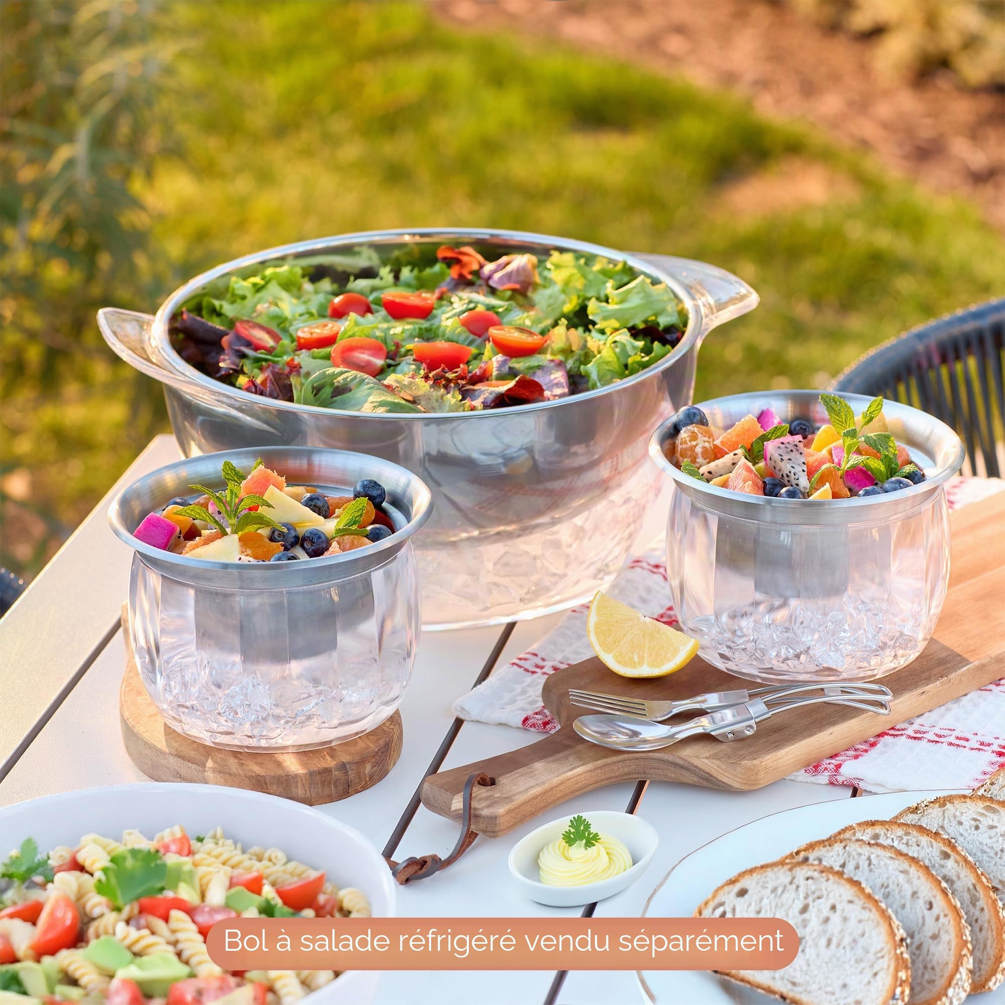 UCO Lot de 2 Bols Réfrigérants avec Couvercle, 590 ml | Bols à Sauce et Récipients à Salade Réfrigérés pour Fêtes