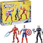 Avengers Epic Hero Series Team-Up Gift Pack, 4-Inch-Scale (10cm) Captain America, Thor, Iron Man Action Figures, Marvel Toys for Kids Ages 4 and Up