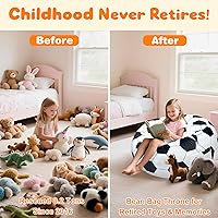 Vista 144 de Lukeight - Puf de almacenamiento de animales de peluche para niños, funda para puf de dinosaurio con cremallera para organizar la habitación