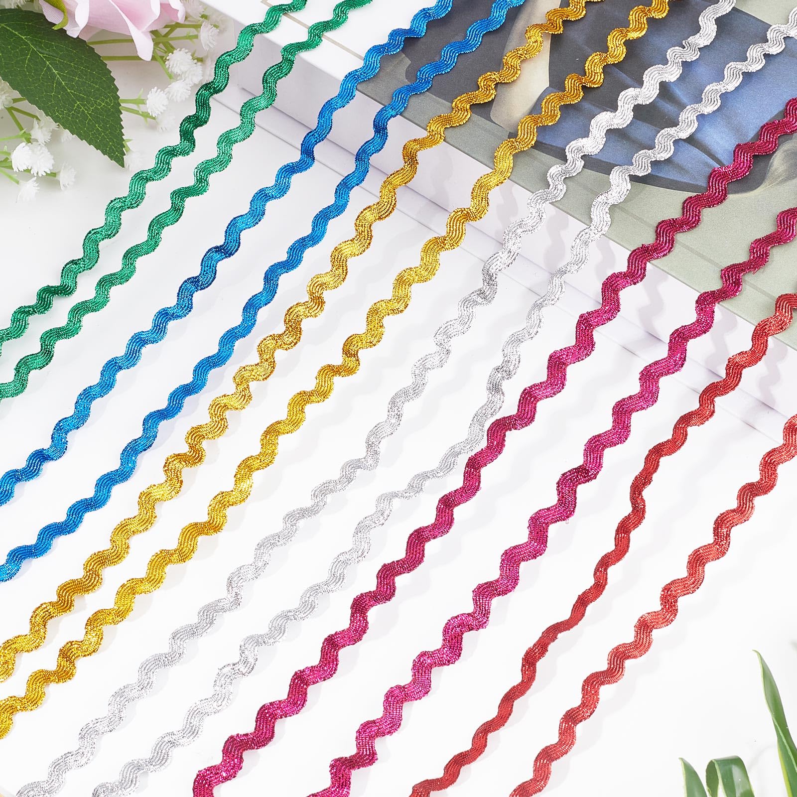 GORGECRAFT Ruban Courbé RIC Rac - 6 Couleurs - 22 M - 6 Couleurs - Bordure Brodée - En Dentelle Incurvée - Accessoires De Vêtements - Frange Pour Couture, Maison, Fête, Mariage, Décoration