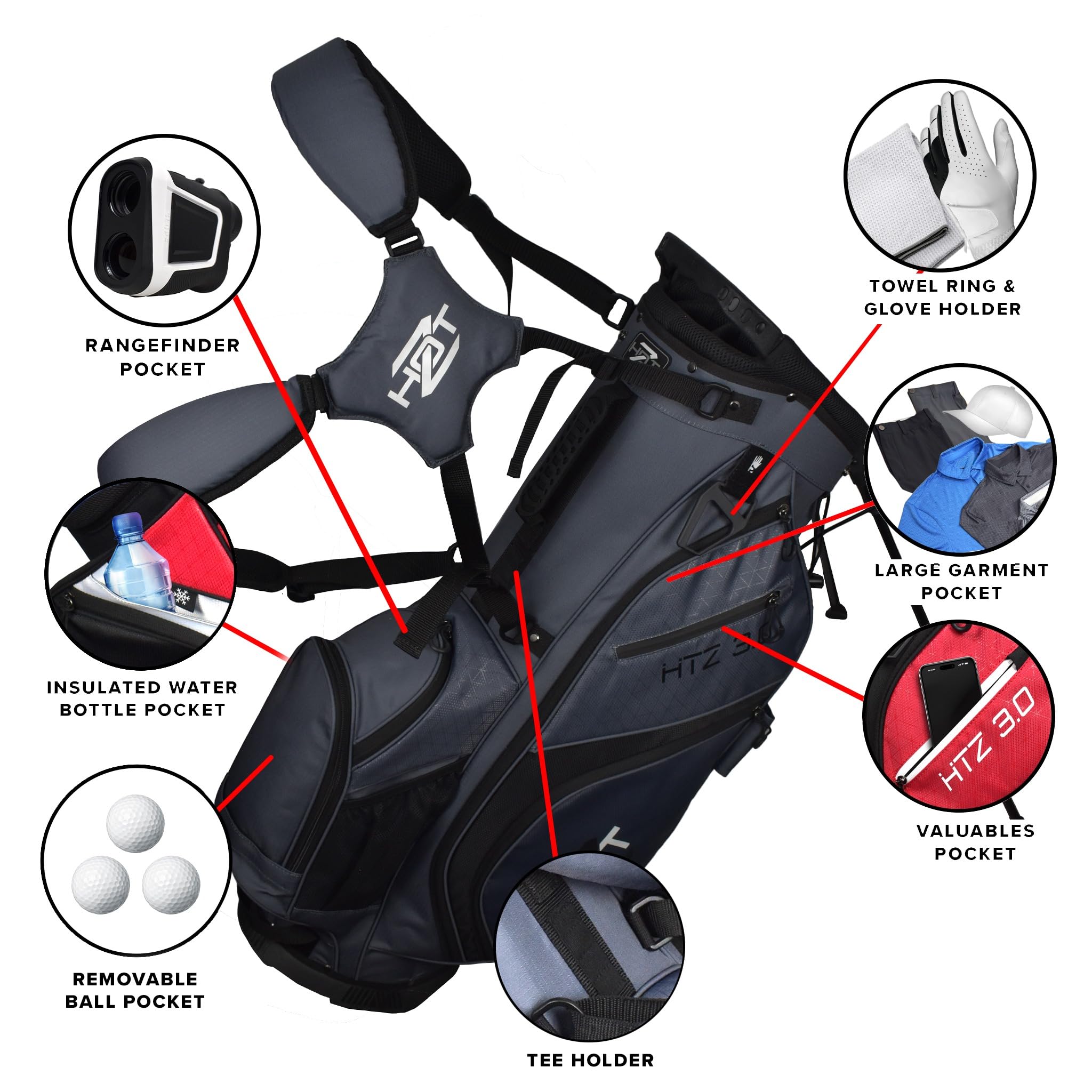 Hot-Z 3.0 14 Way Divider Golf Stand Bag