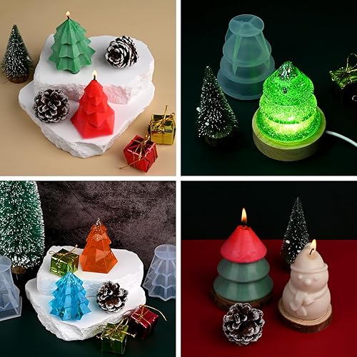 Miniatura 3 de Paquete de 4 moldes de vela de Navidad, molde de silicona de Navidad 3D para velas, fundición de resina epoxi, decoración del hogar de invierno de