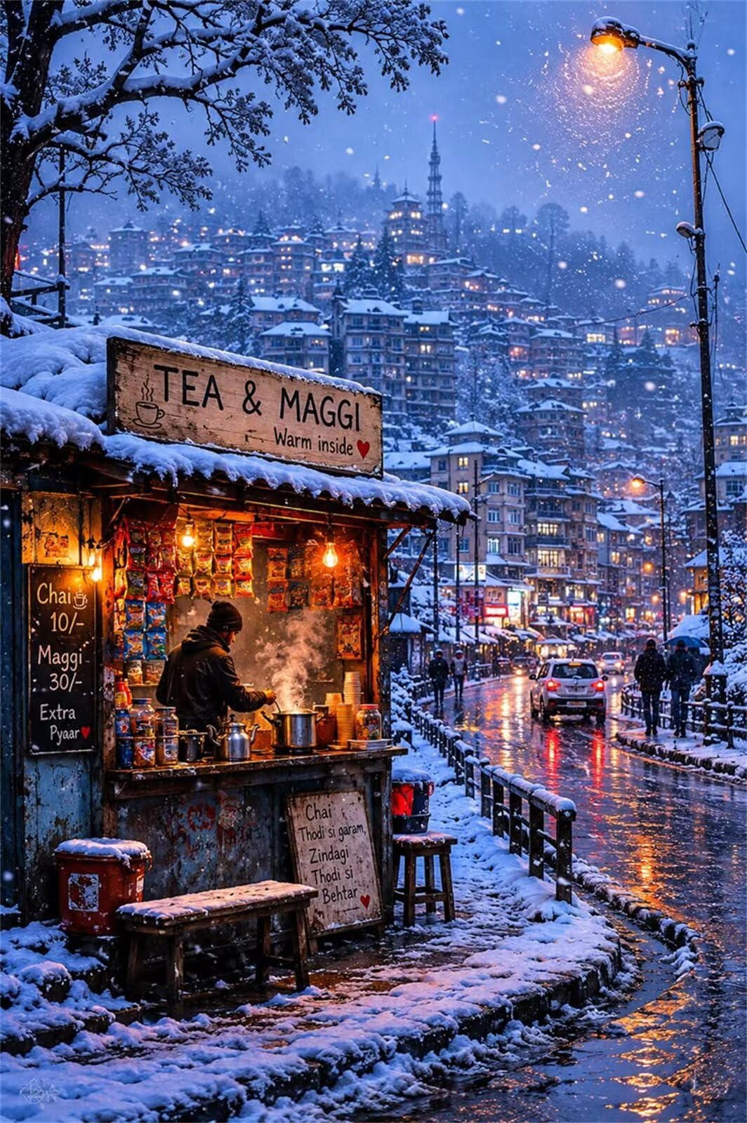 Puzzle para Adultos 4000 Piezas, Calles Invierno, con Póster, Piezas de Encaje, Letras en la Parte Posterior, Decoración de Pared, Regalo para Adultos (141x87cm)