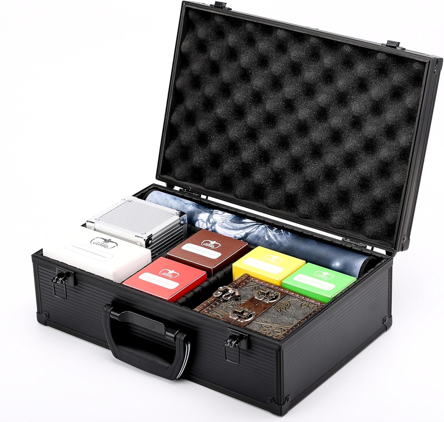 Black TC-A5B Tabletop Gaming Storage Case with Sliding Divider Walls for TCG, Deck Box, Card Games, MTG, Magic, FaB, YGO, FaB, Dominion, Board Games.