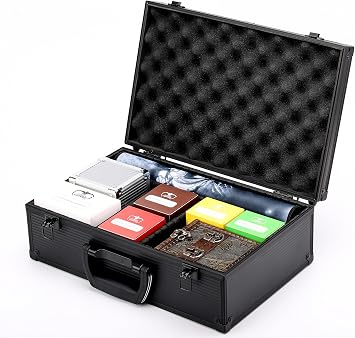 Black TC-A5B Tabletop Gaming Storage Case with Sliding Divider Walls for TCG, Deck Box, Card Games, MTG, Magic, FaB, YGO, FaB, Dominion, Board Games.