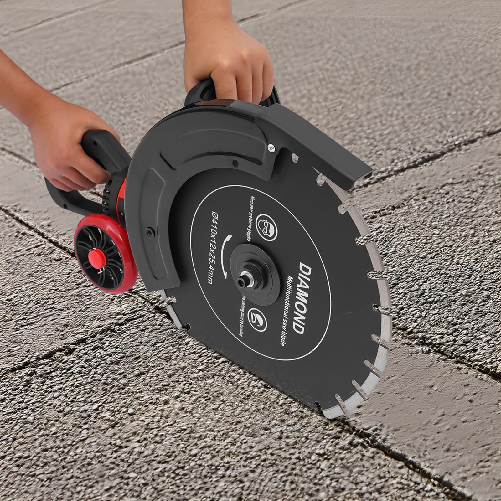 Sega per calcestruzzo, elettrica, 4000 W, 3000 giri/min, con lama diamantata da 410 mm, sega circolare per calcestruzzo, taglio per calcestruzzo, profondità di taglio regolabile 165 mm, sega a pietra