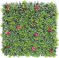 Vista 30 de E&K Panel de valla de plantas artificiales de 20 x 20 pulgadas, hojas sintéticas, césped, panel de privacidad para interiores y exteriores