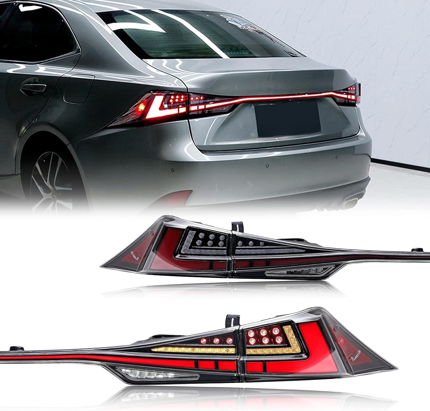 inginuity time LED Clear Tail Lights with Trunk Lamp For Lexus 2014 2015 IS250 2016 2017 IS200t 2016-2020 IS300 2014-2020 IS350 Start Up Animation Sequential Lamps (Cannot Fit IS350C & IS250C)