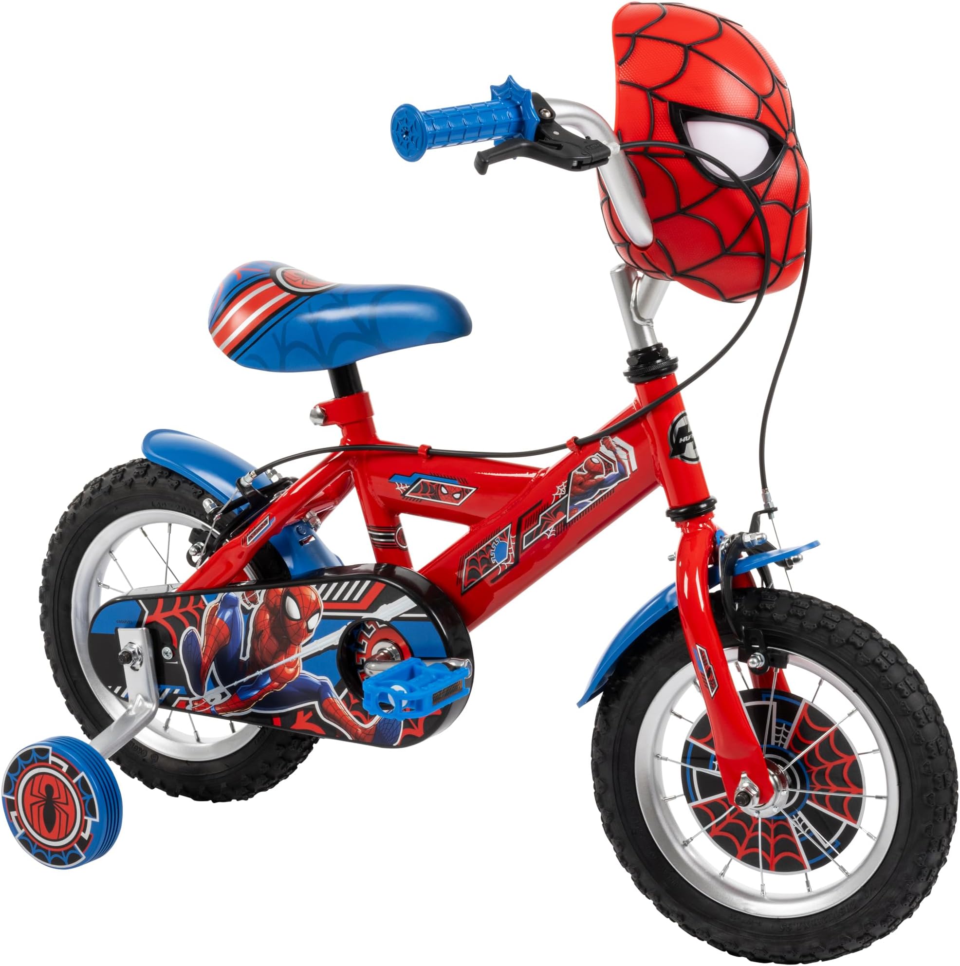 – Huffy Spiderman Bike - Marvel Adventures on 2 Wheels, 12", 14", 16", Removable Stabilisers, Full Chain Guard, Ages 2 to 7