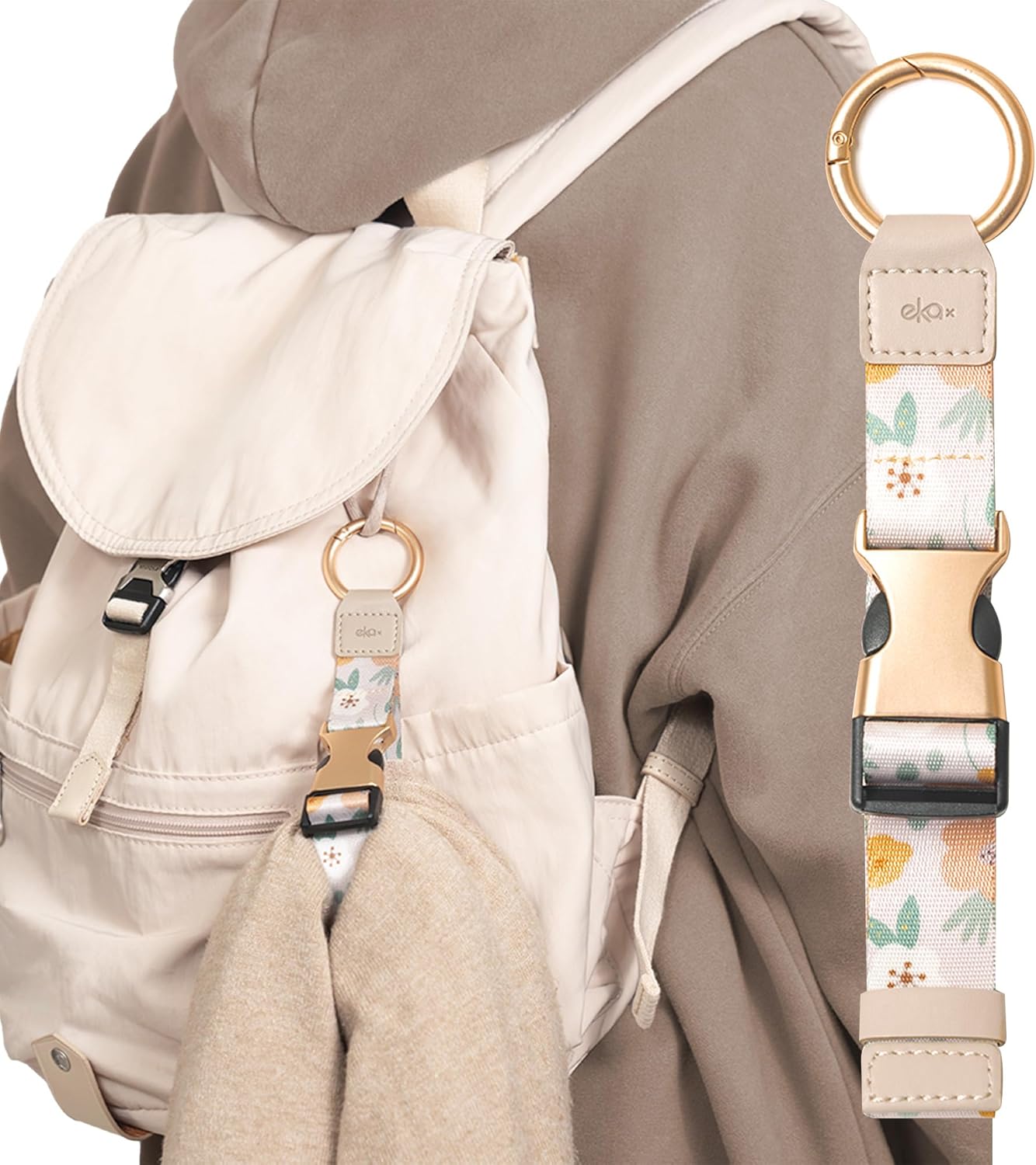 Travel Carry Strap with Ring Hooks and Buckle, Jacket Gripper for Travel